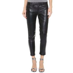 One Teaspoon Black Leather Straight Leg Pants